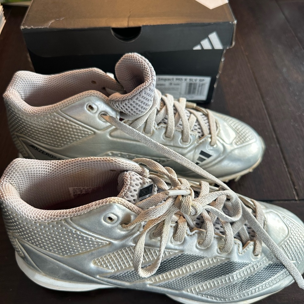 Adidas Boys Silver Baseball Cleats